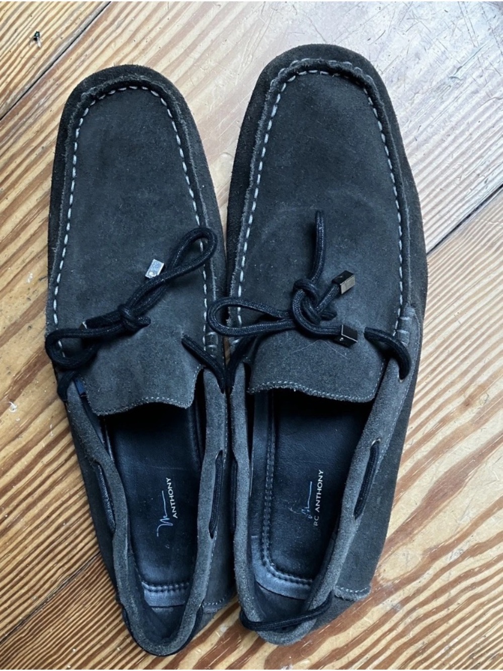 Marc Anthony Charcoal Suede Moc Toe Slip-On Loafers/Driving  shoes